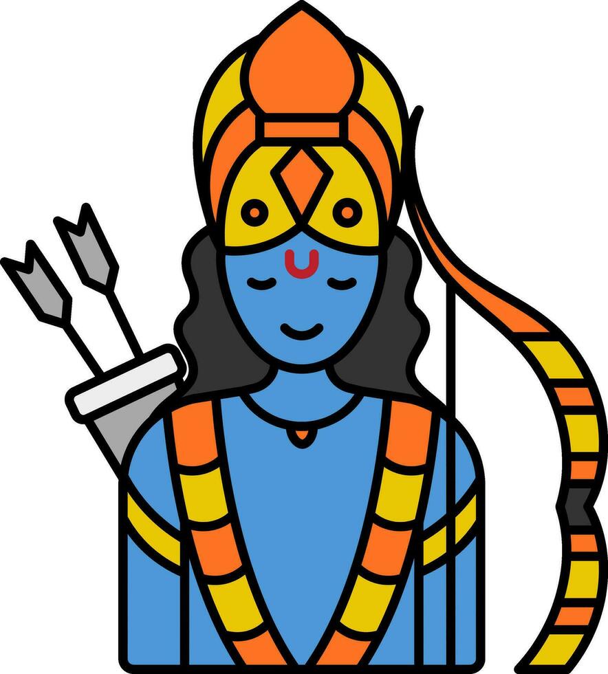 Lord Rama Character Icon In Flat Style. vector