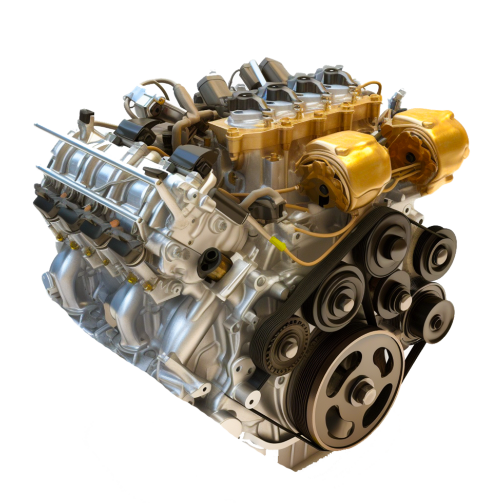 V6 engine on transparent background 3d rendering illustration png Ai generatve