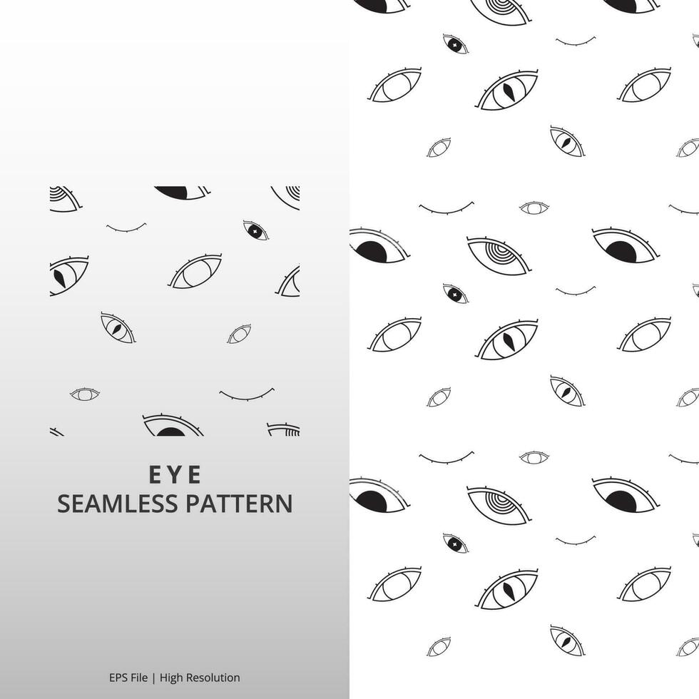 Seamless pattern with black and white cartoon eyes. Doodle Pattern vector