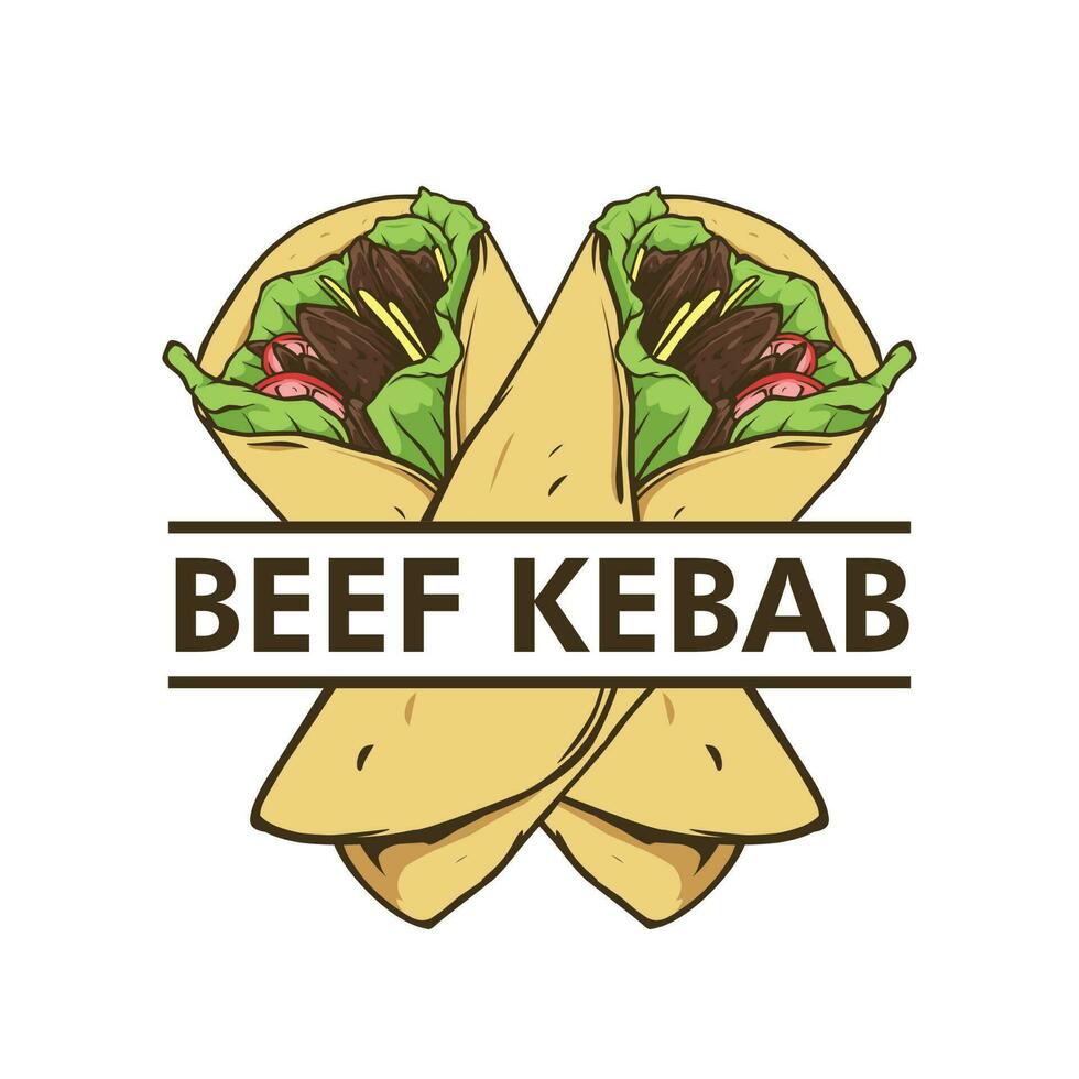 beef kebab logo design vector