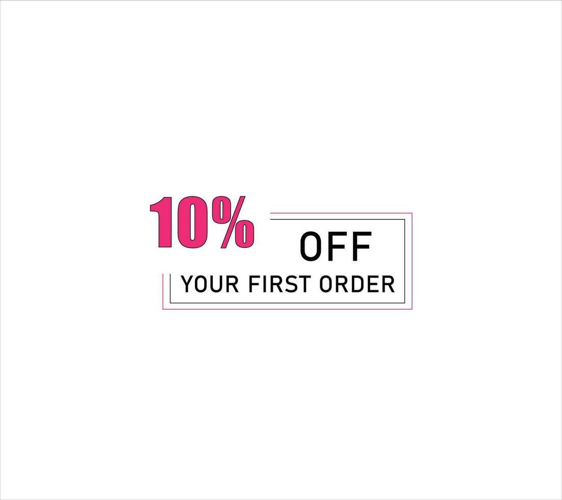 10 Percent off your first order pink vector illustration