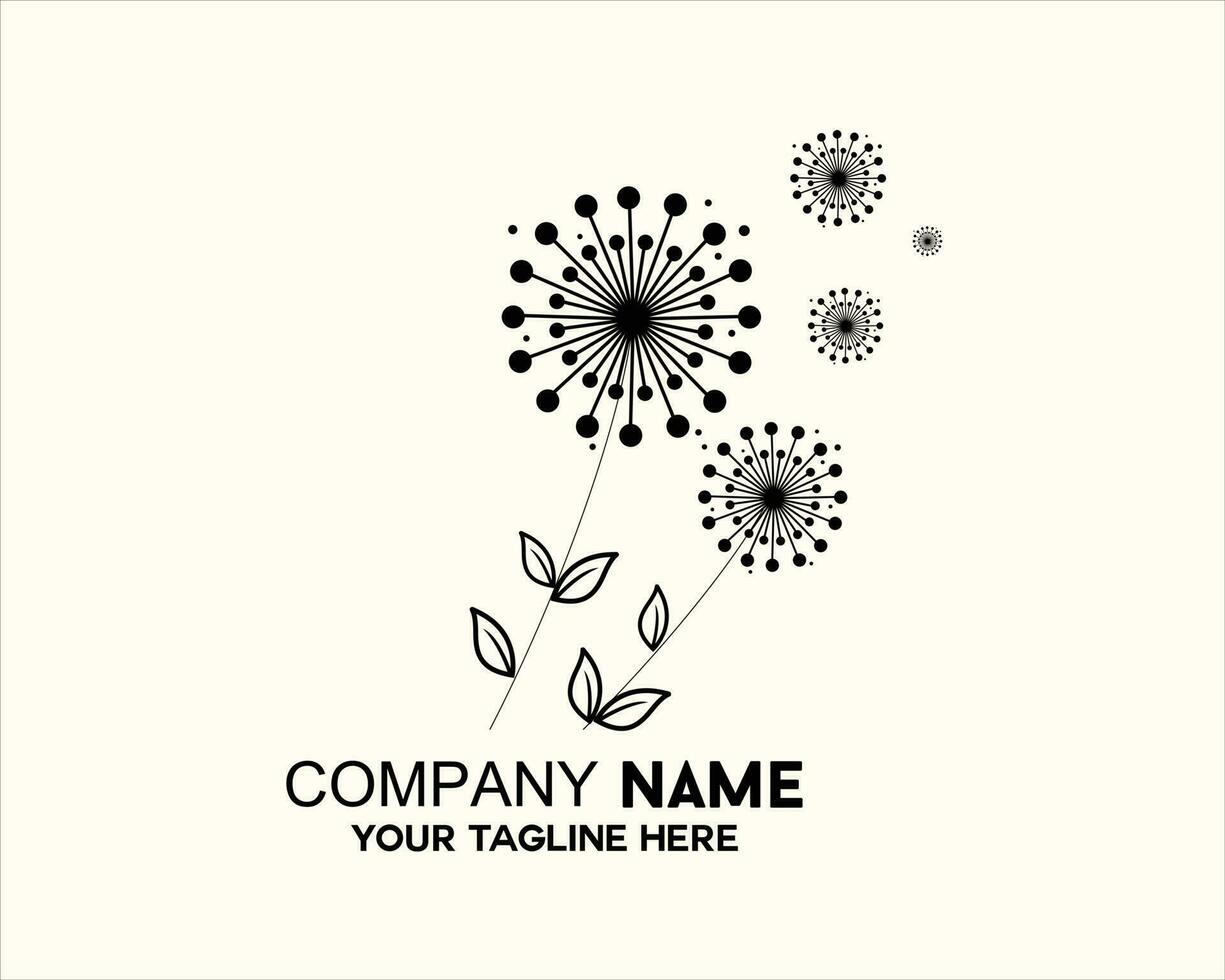 beautiful simple dandelion flower logo vector