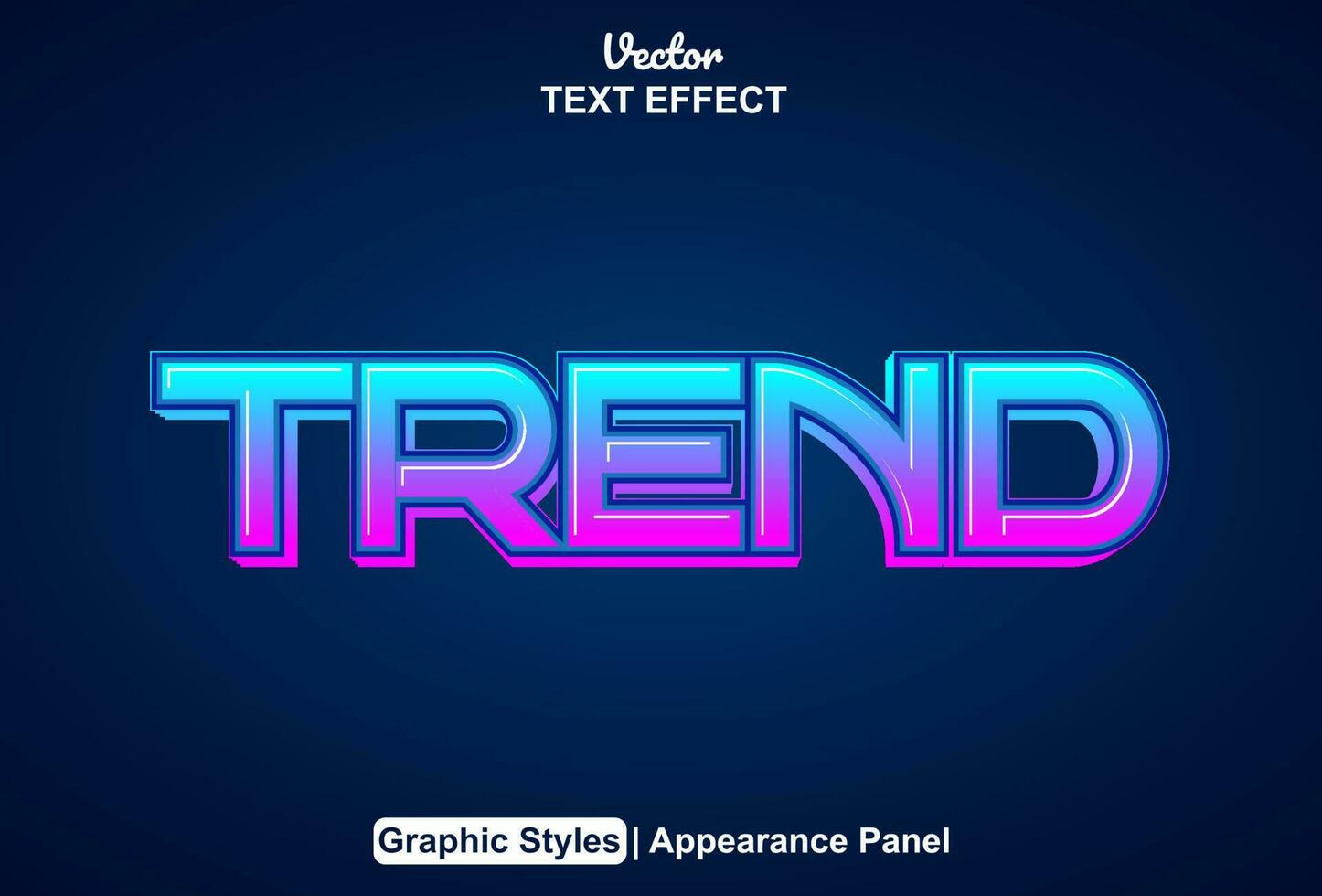 trend text effect with blue graphic style and editable vector