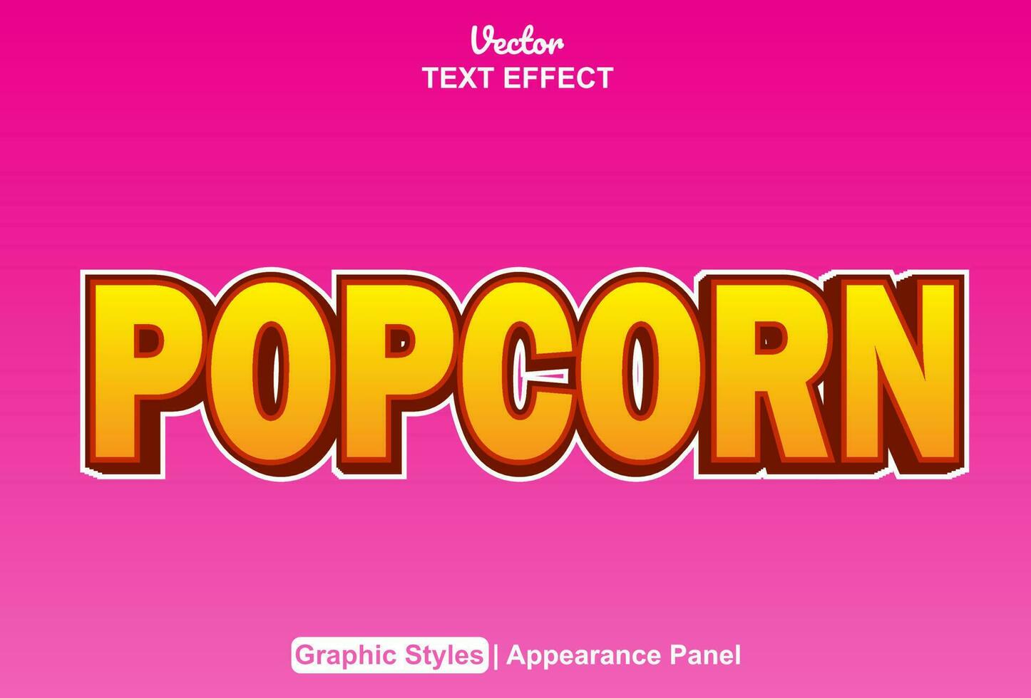 Popcorn text effect with orange graphic style and editable. vector