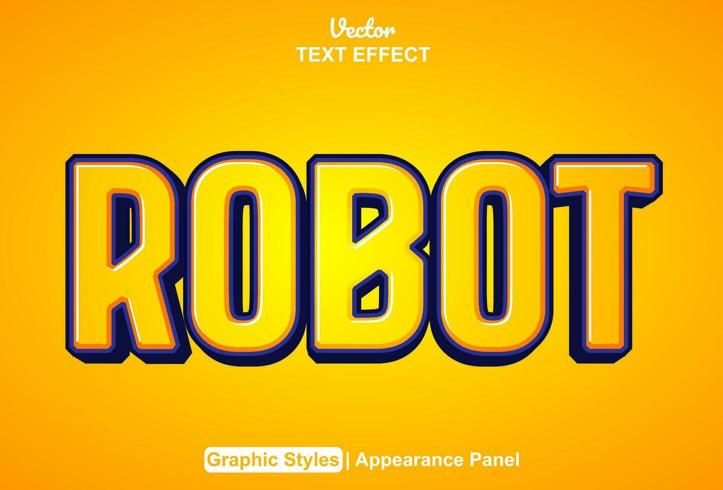 robot text effect with orange color graphic editable style vector