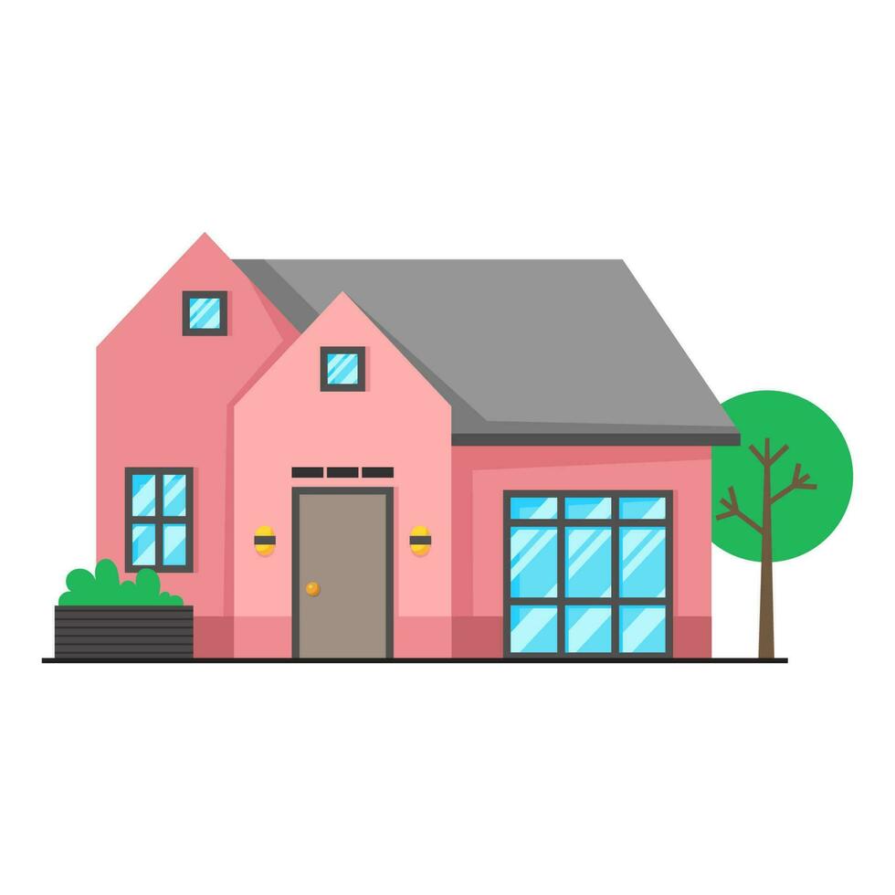 Modern Cottage House Mortgage real estate housing flat facade design architecture front view vector