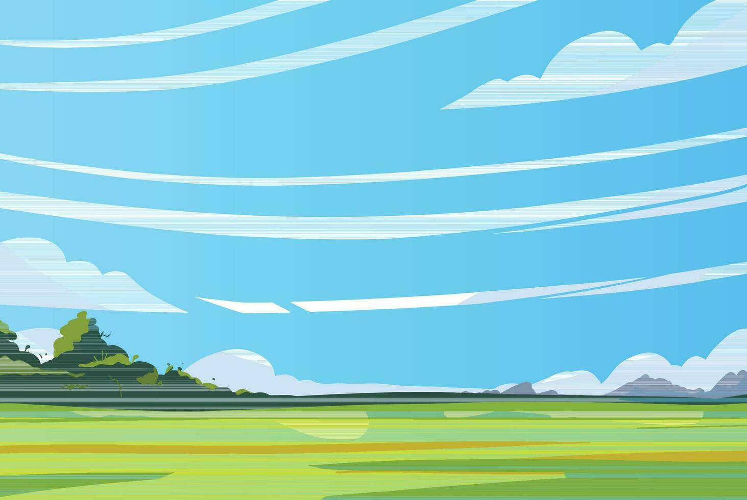 paisaje antecedentes vector ilustración con abierto cielo y campo