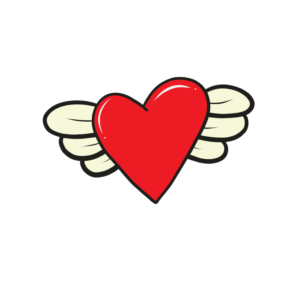 heart with wings art illustration png