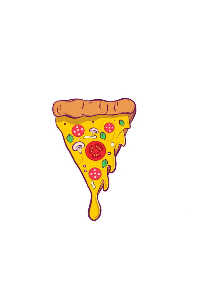 Salami pizza slice art illustration png