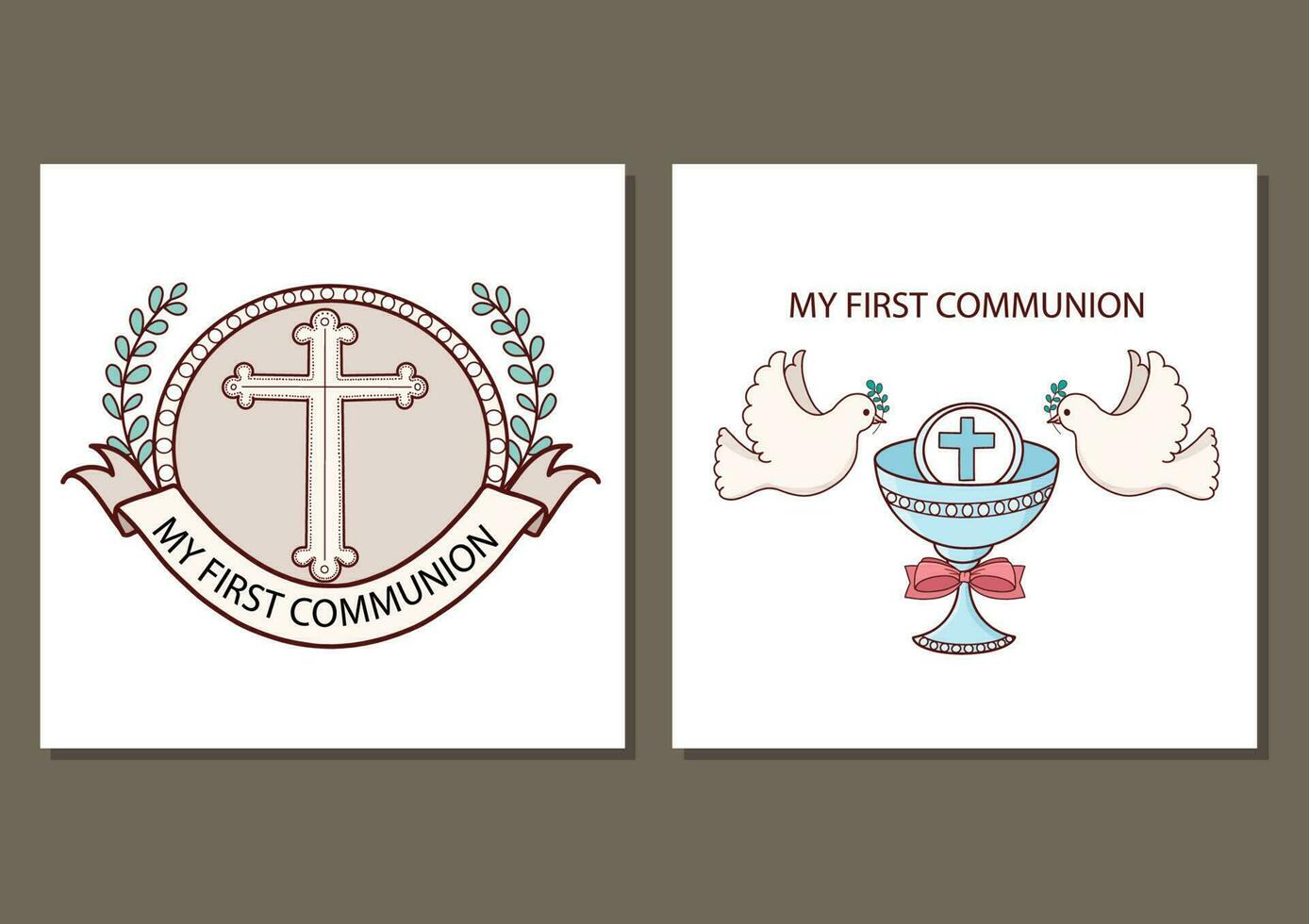 First communion card template vector illustration design. holy communion