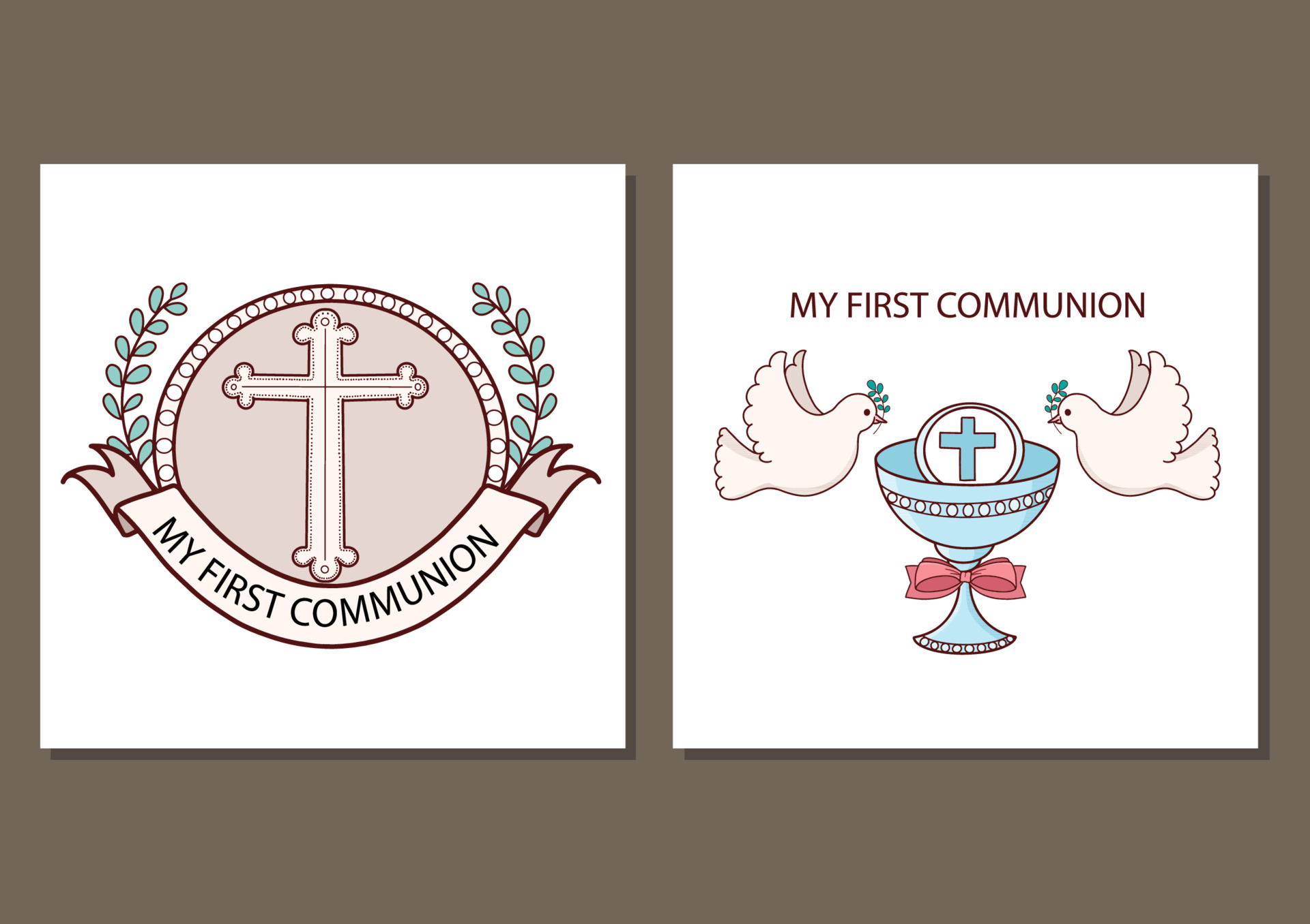 First communion card template vector illustration design. holy
