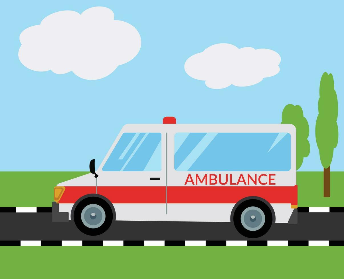 flat design ambulance car vector