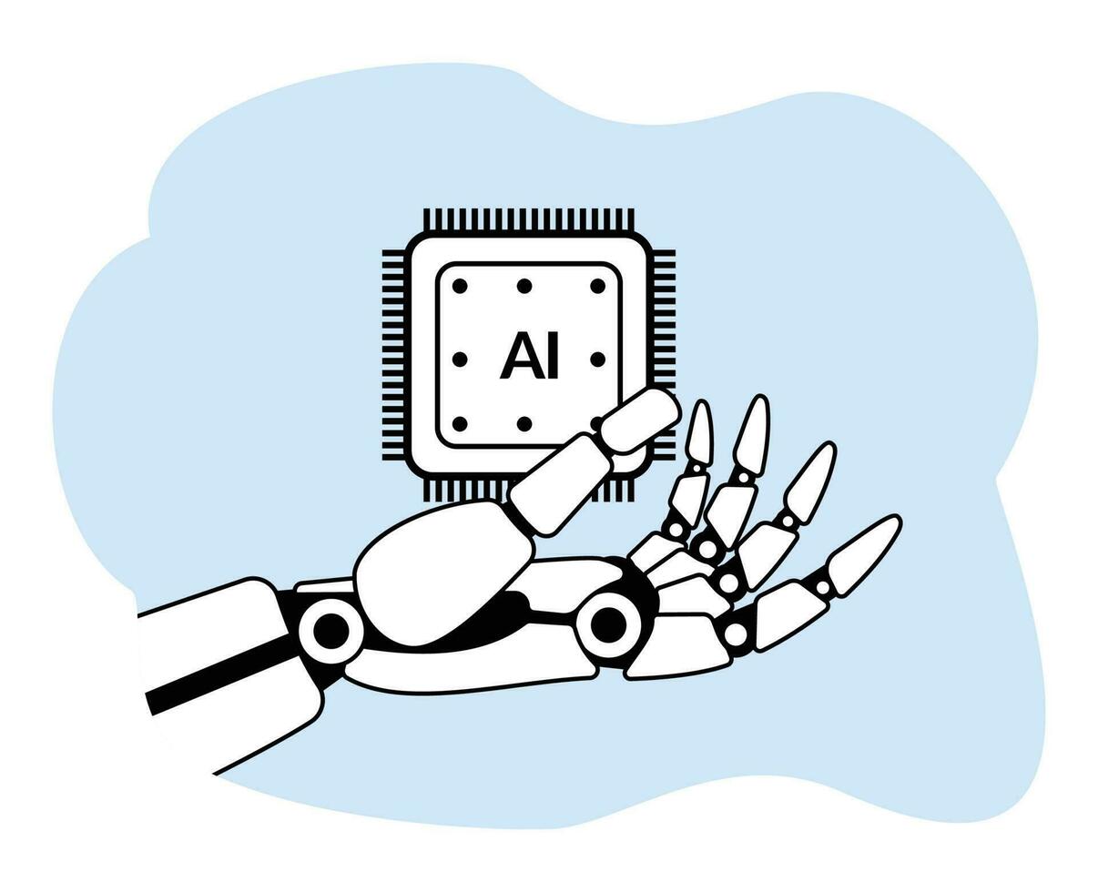 robot hand with ai chip. artificial intelligence vector