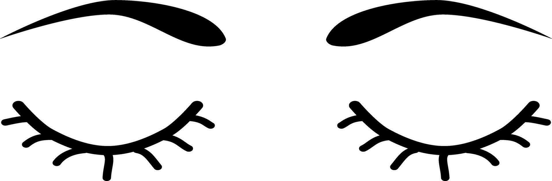 Sleeping eyes simple lines art. Eyes close. Vector illustration.