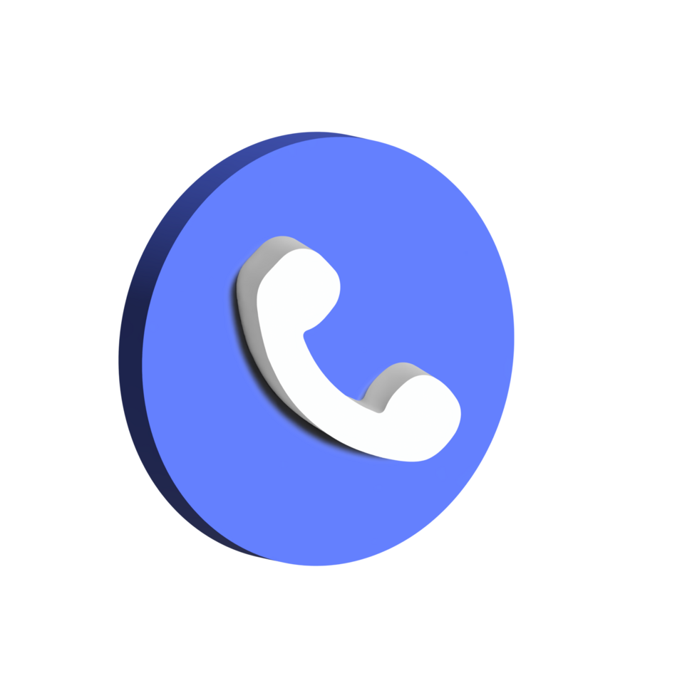 vrij PNG telefoontje icoon 3d, cirkel blauw