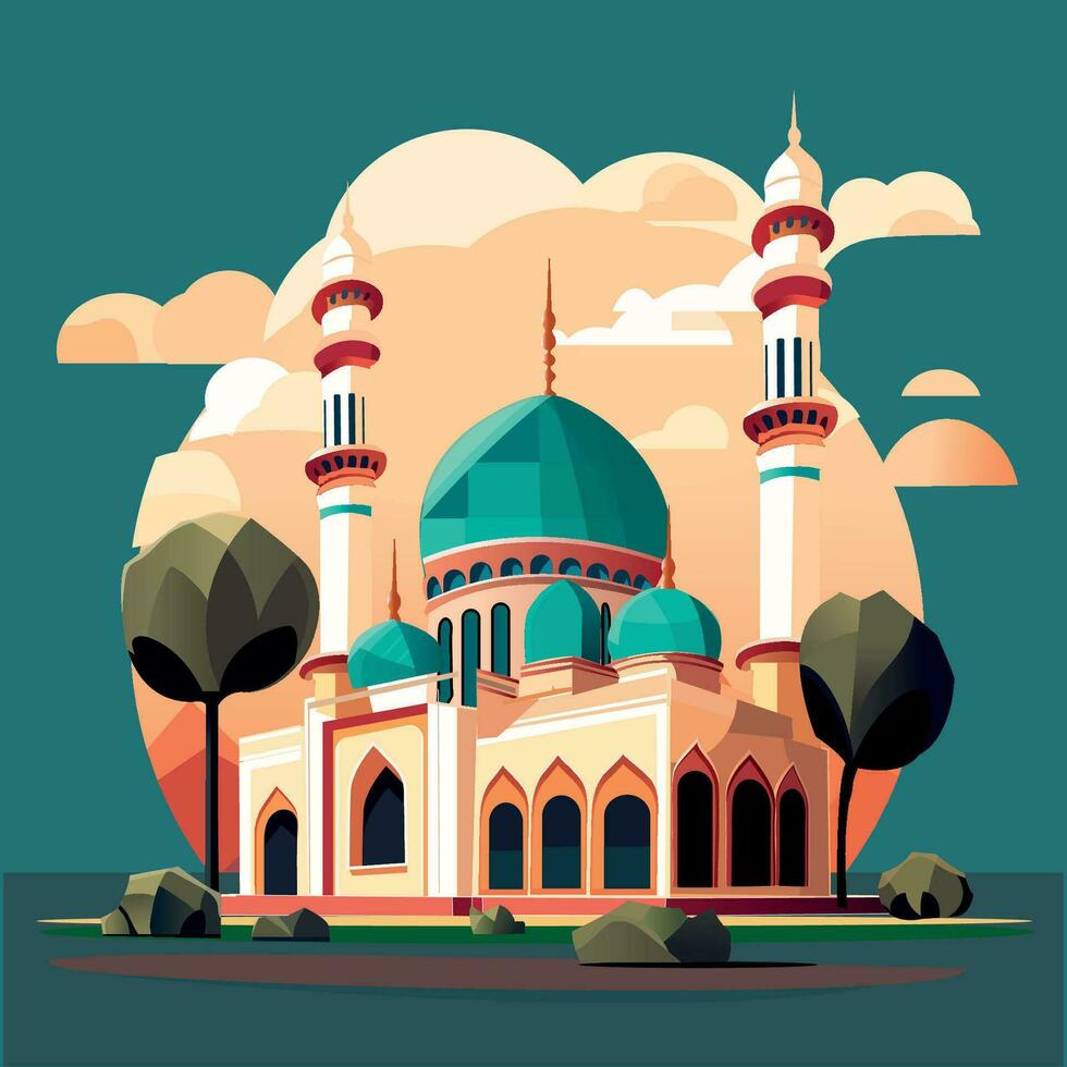 Beautiful Mosque Vector Illustration