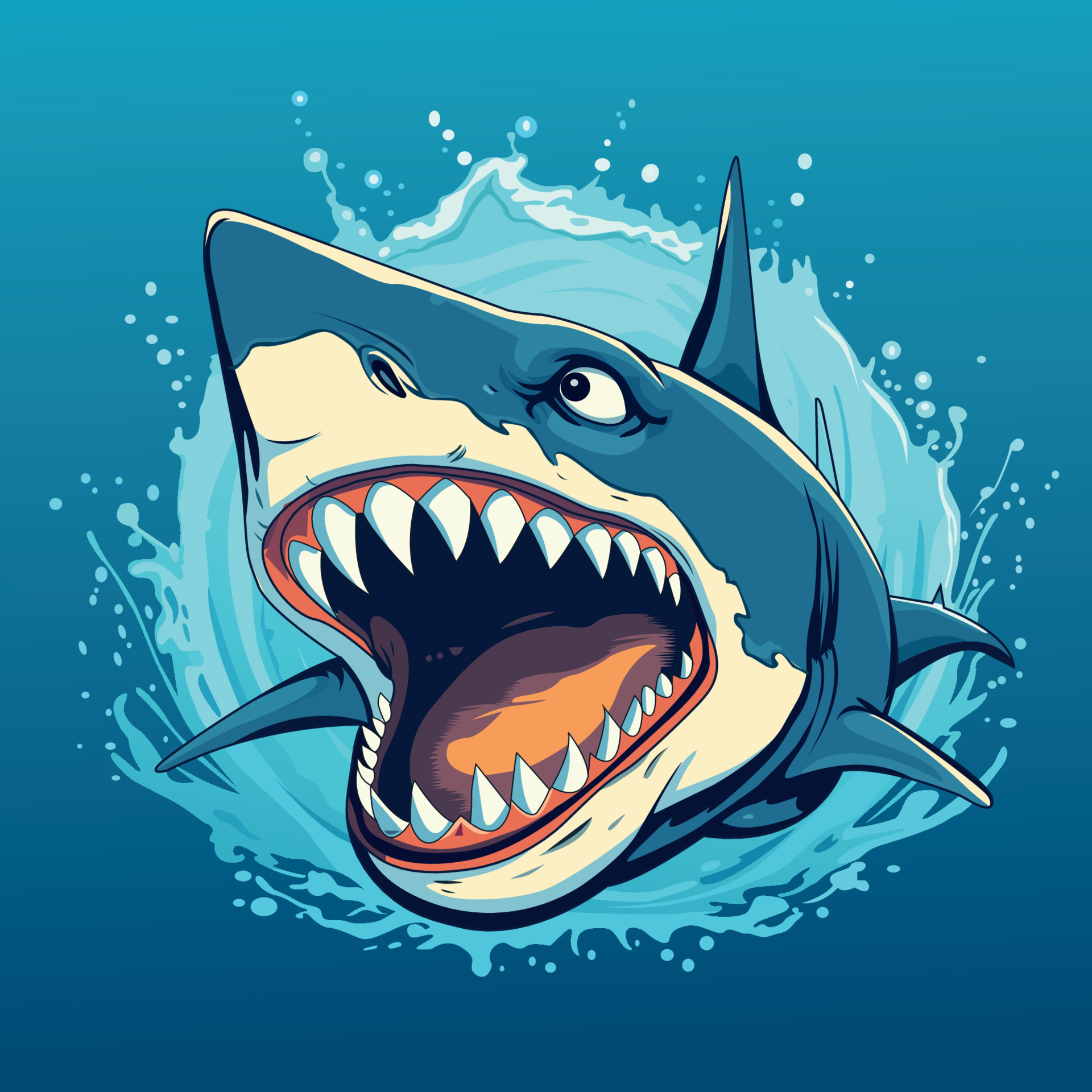 Angry Shark in Ocean Vector Illustration 24681867 Vector Art at Vecteezy