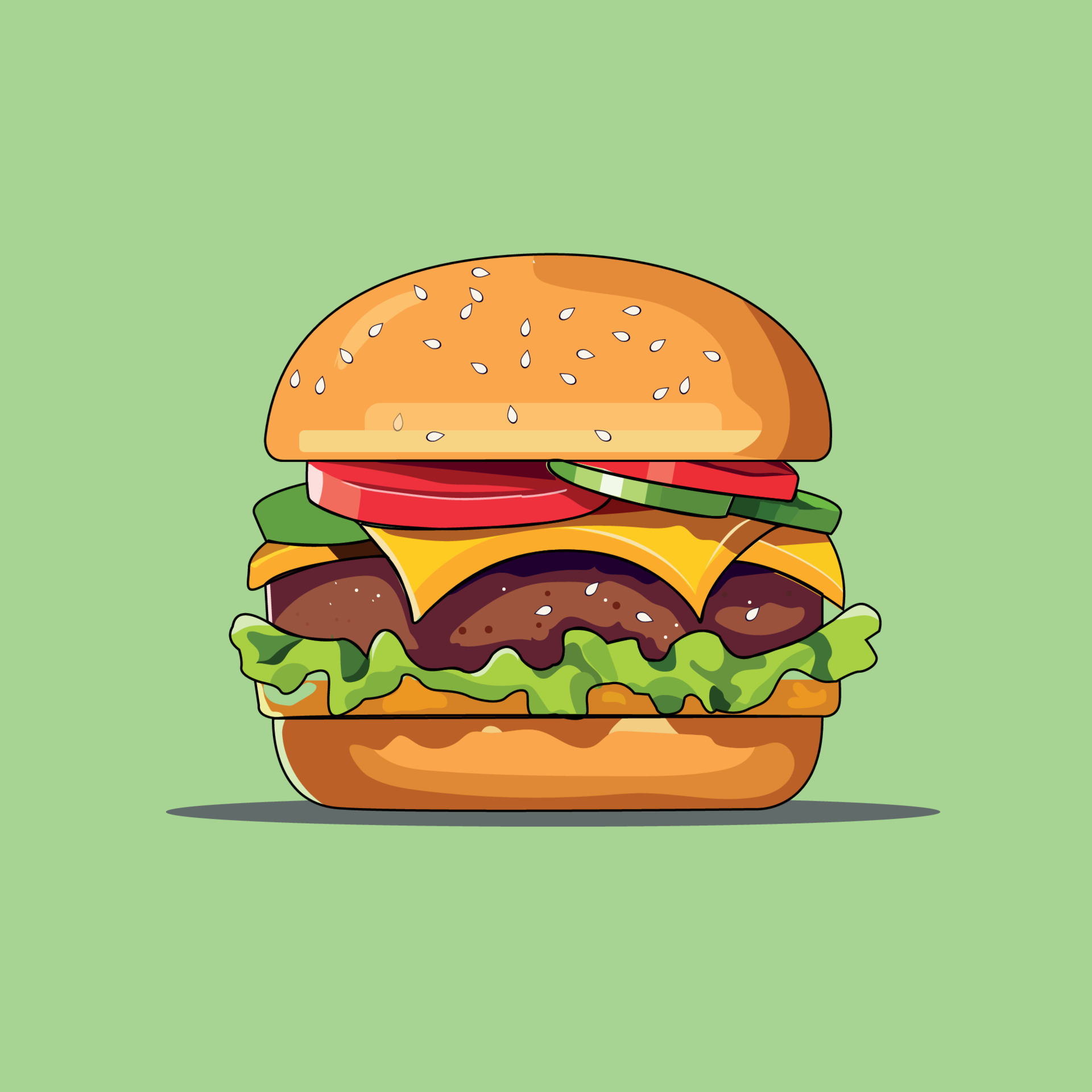 Hamburger Vector Illustration With Solid Background 24681868 Vector Art
