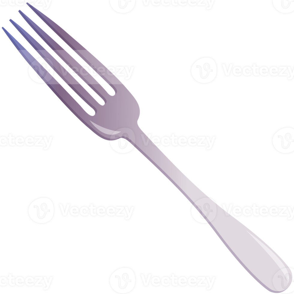 Fork - a silverware utensil for eating. Kitchenware, kitchen utensil.  Cartoon icon for food apps and websites png