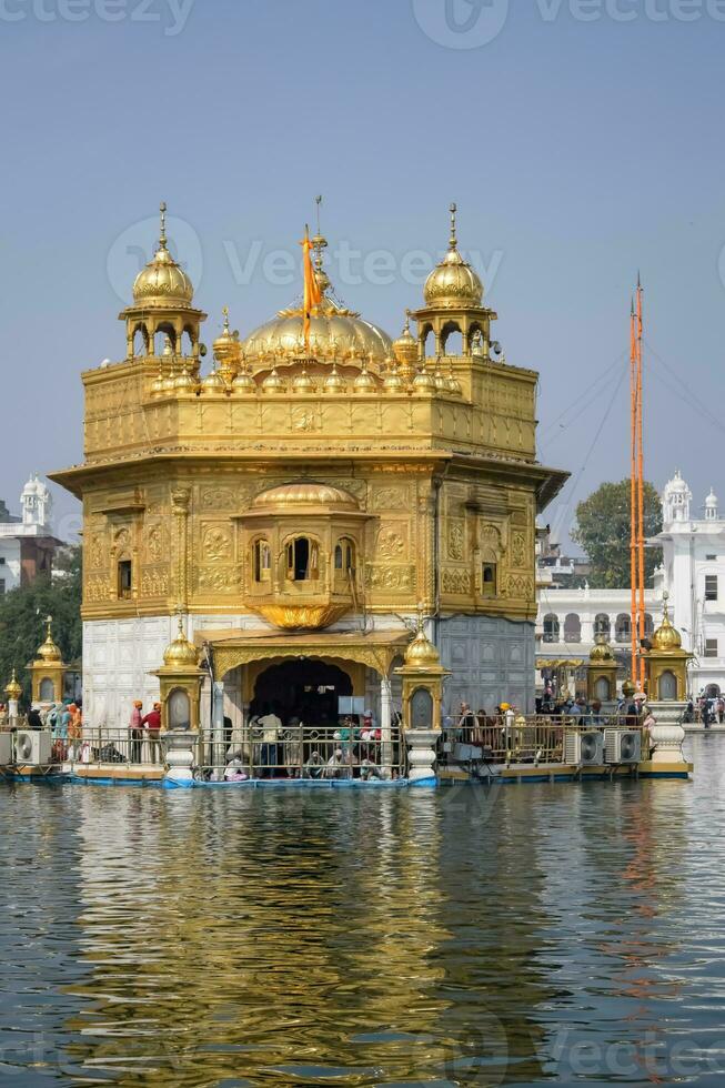 Beautiful view of Golden Temple - Harmandir Sahib in Amritsar, Punjab, India, Famous indian sikh landmark, Golden Temple, the main sanctuary of Sikhs in Amritsar, India photo
