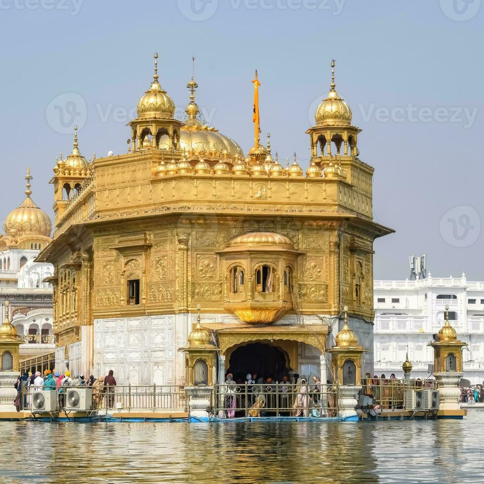 Beautiful view of Golden Temple - Harmandir Sahib in Amritsar, Punjab, India, Famous indian sikh landmark, Golden Temple, the main sanctuary of Sikhs in Amritsar, India photo