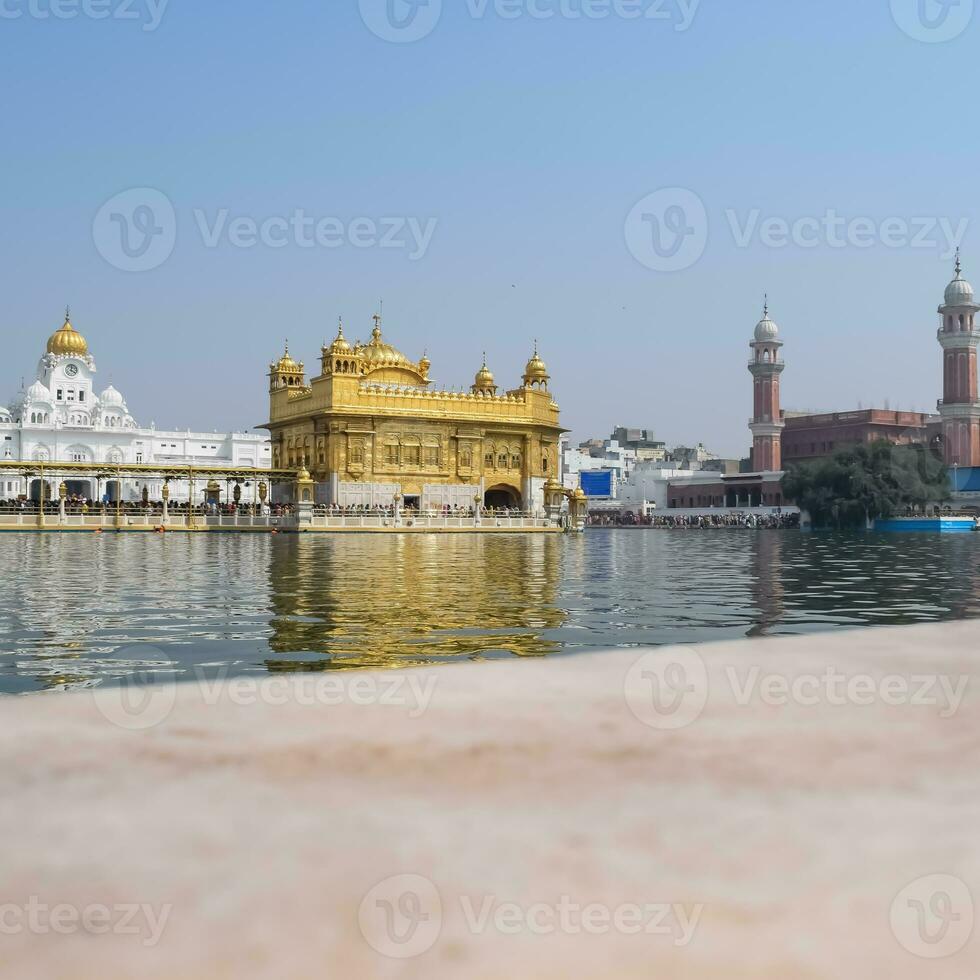 Beautiful view of Golden Temple - Harmandir Sahib in Amritsar, Punjab, India, Famous indian sikh landmark, Golden Temple, the main sanctuary of Sikhs in Amritsar, India photo