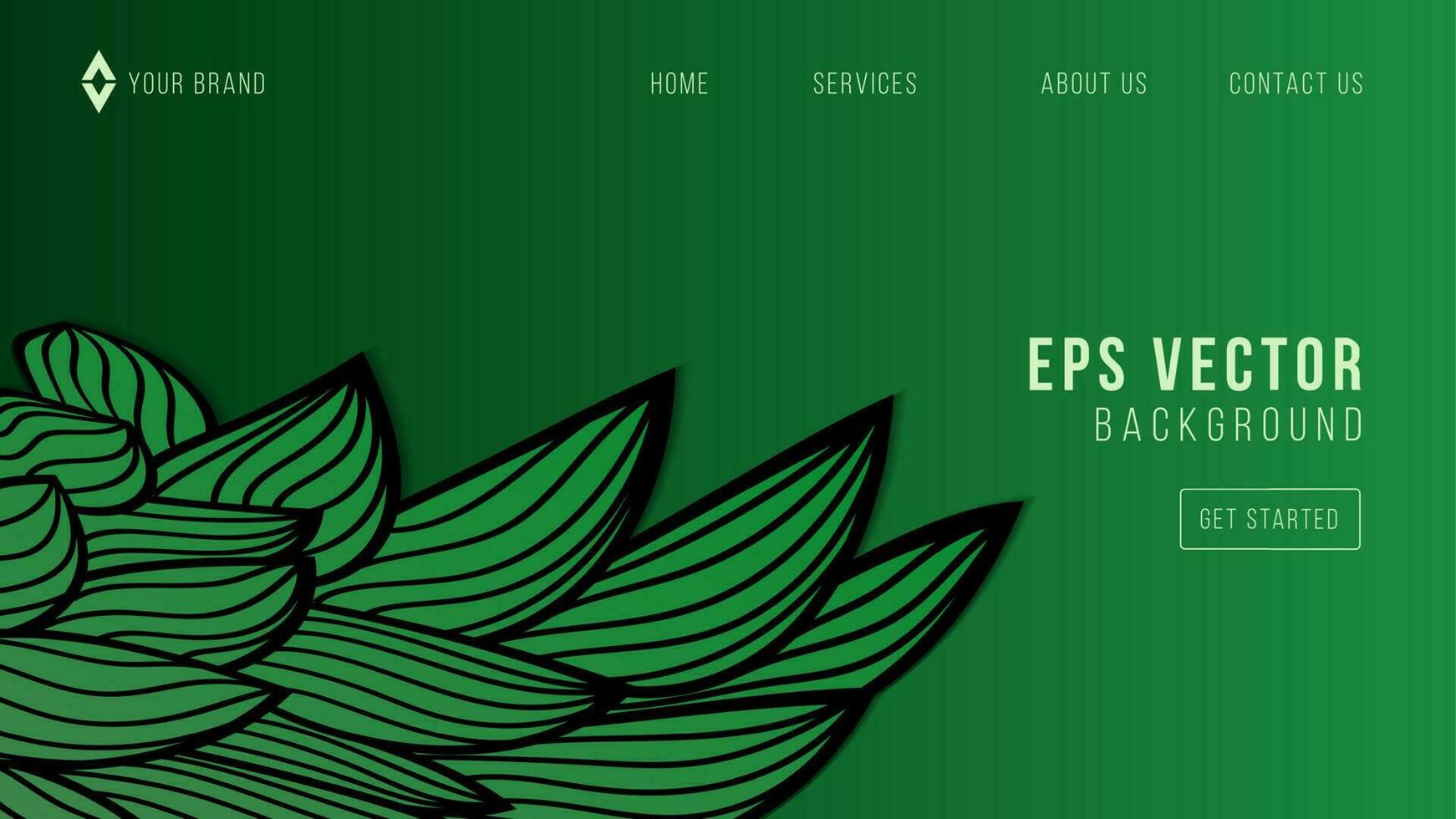 Abstract green web background of doodle shapes, lines on green background with blank space in center for text. Minimalist wavy background. vector