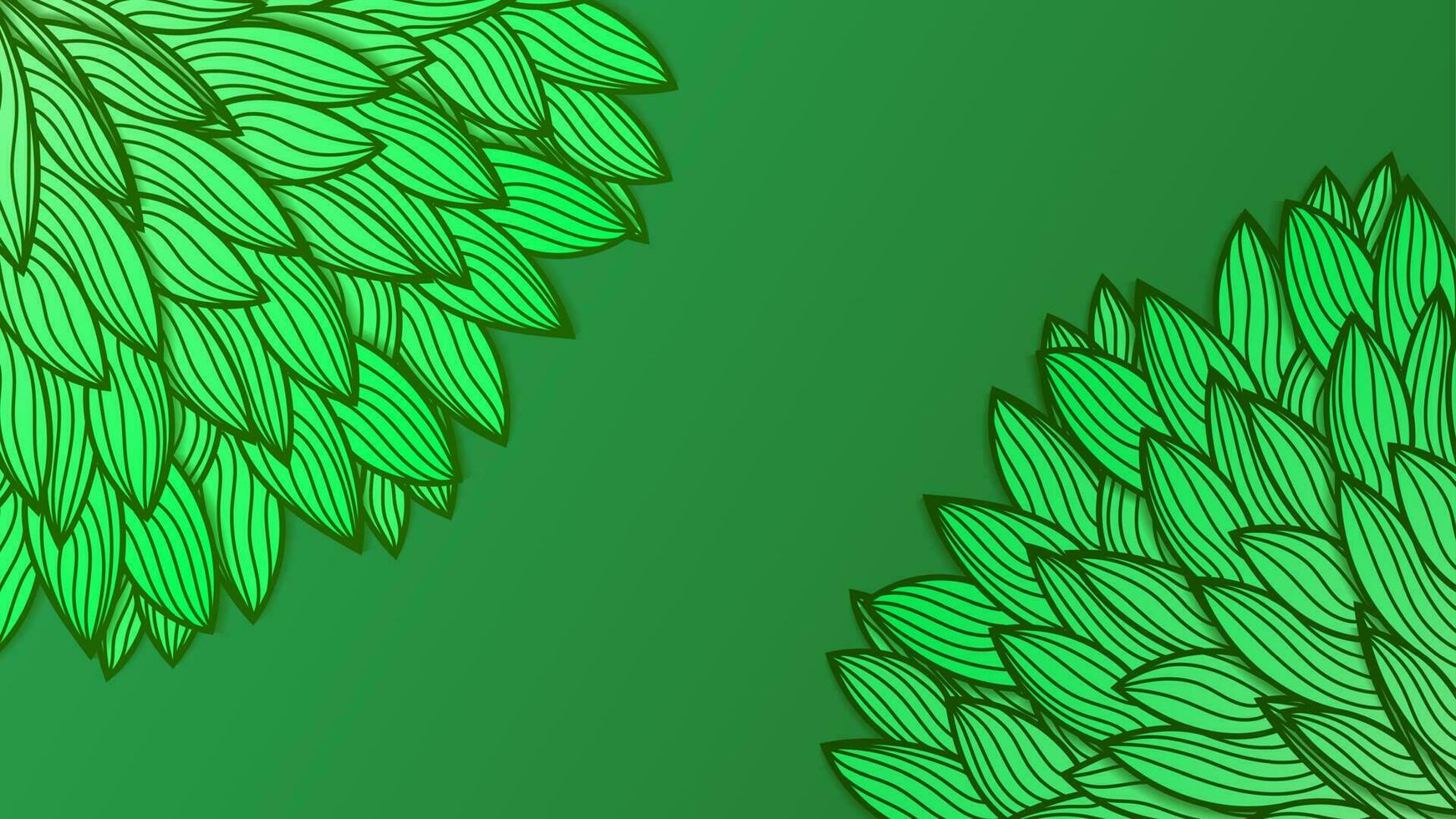 Excellent abstract green background with doodle lines. Vector illustration