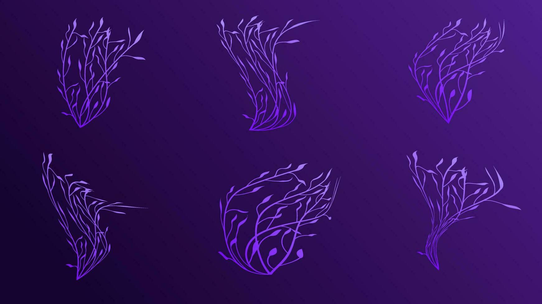 Neon Tropic Leaves Set, Vector Tropical Summer Leaf, vibrant purple template, Disco beach holidays elements collection, fluorescent colors design, paradise party illustration