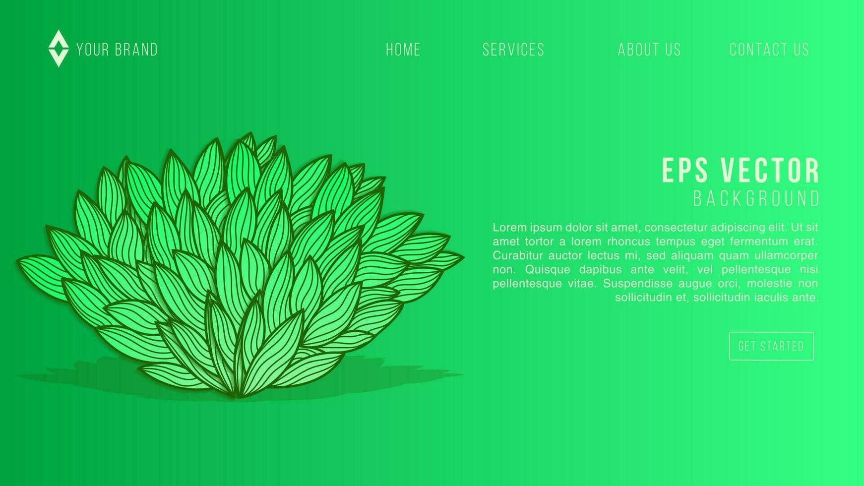 Abstract green web background of doodle shapes, lines on green background with blank space in center for text. Minimalist wavy background. vector