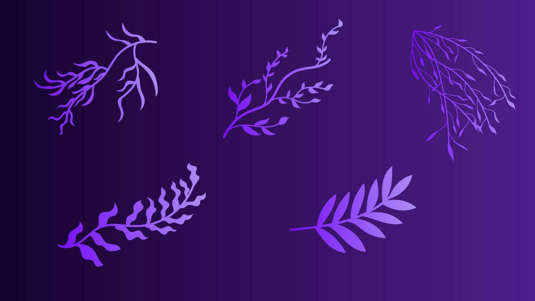 Neon Tropic Leaves Set, Vector Tropical Summer Leaf, vibrant purple template, Disco beach holidays elements collection, fluorescent colors design, paradise party illustration