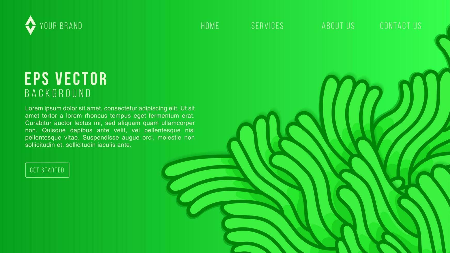 Abstract green flow line digital doodle website background, smooth particle wave, design concept background and wallpaper, vector eps