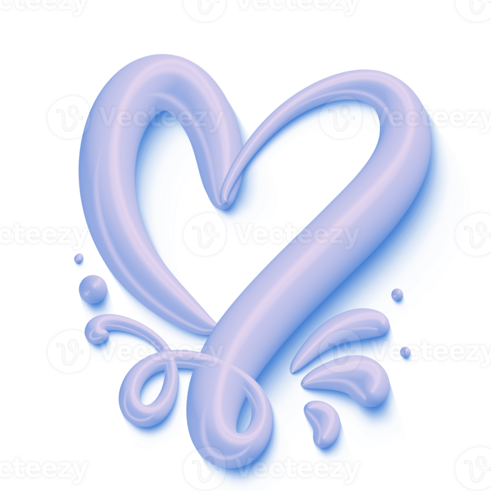 3d calligraphic heart love isolated transparent png. Romantic inscription Happy Valentine Day or wedding day. 14 February holiday greetings Illustration png