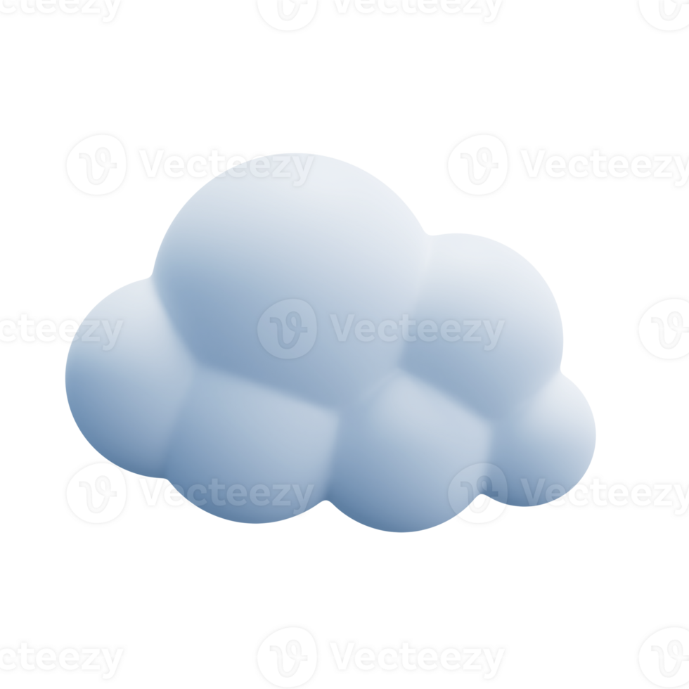 Light white 3d cloud icon cute rendering. Render soft round cartoon fluffy cloud icon shape illustration isolated transparent png