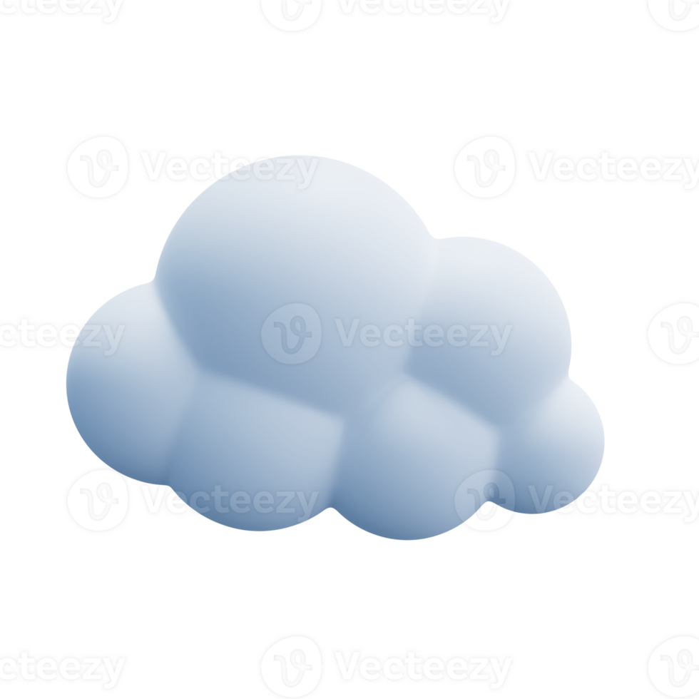 Licht Weiß 3d Wolke Symbol süß Wiedergabe. machen Sanft runden Karikatur flauschige Wolke Symbol gestalten Illustration isoliert transparent png