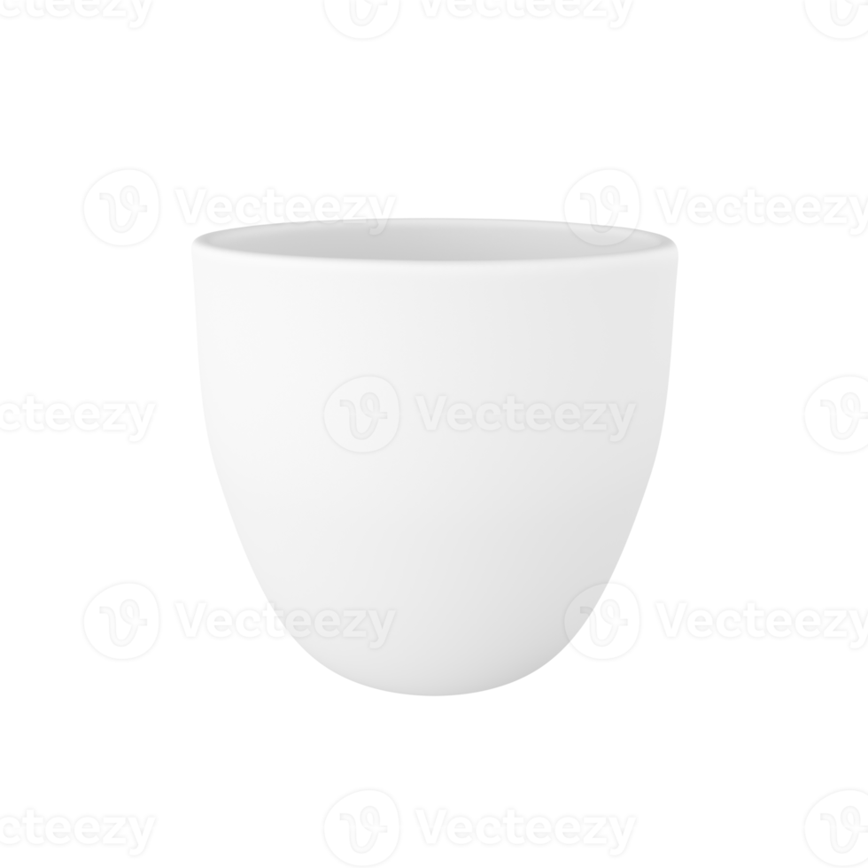 3d foto realista blanco taza icono Bosquejo representación. diseño modelo para burlarse de arriba. cerámico limpiar blanco jarra con un mate efecto aislado transparente png