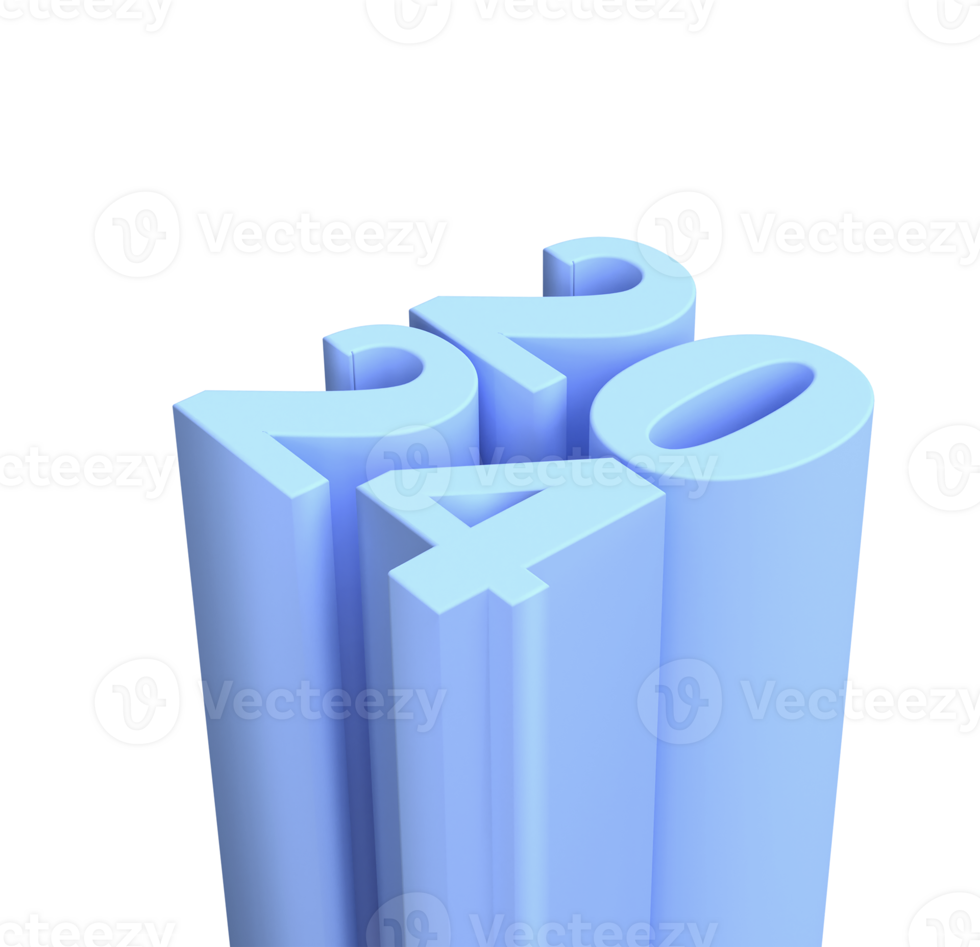 Happy New Year christmas 2024 with shiny 3D blue numbers isolated