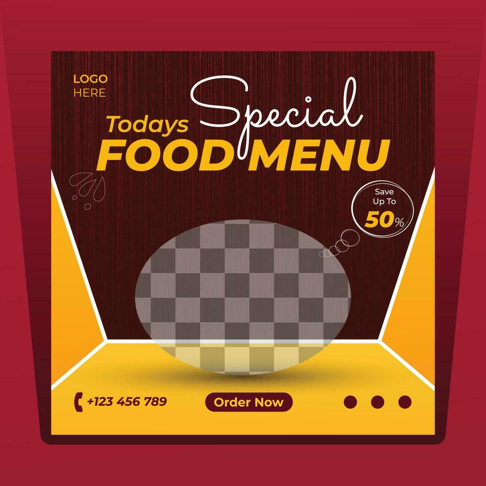 Food poster design for social media post. Food menu web banner template design. vector