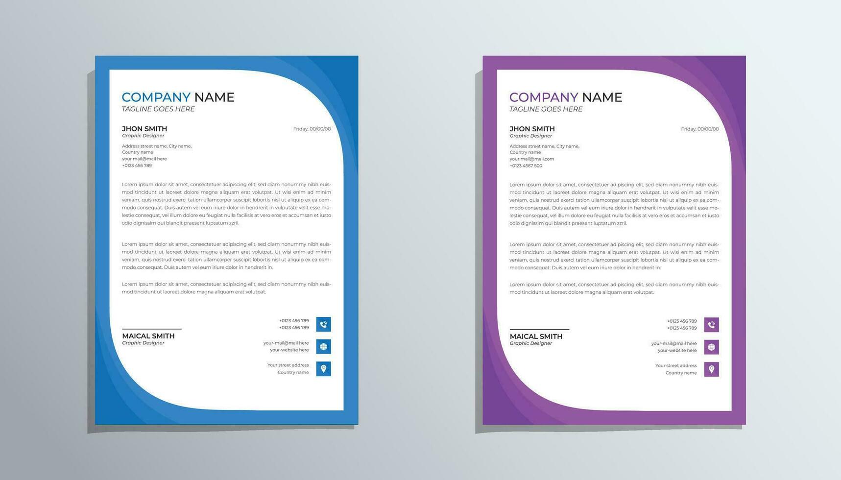 Corporate company lettterhead design template modern and minimalist. vector