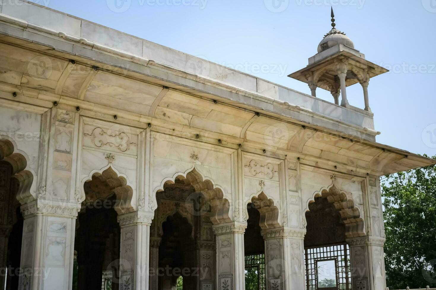 Architectural details of Lal Qila - Red Fort situated in Old Delhi, India, View inside Delhi Red Fort the famous Indian landmarks photo