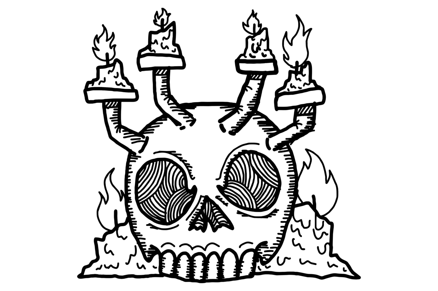 Coloring Of Decorative Candle Holder With Skull Shape Illustration png