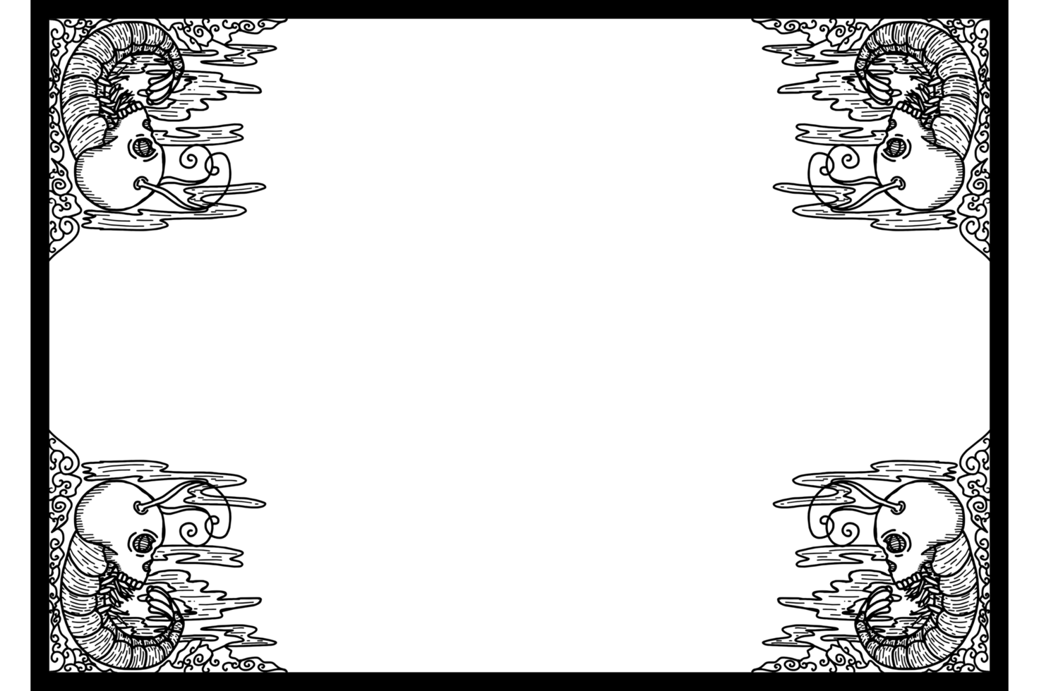 Shrimp With Demon Skull Head Ornament Border png