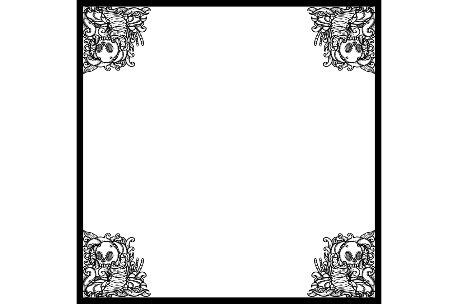 Centipede With Demon Skull Head Ornament Border Design png