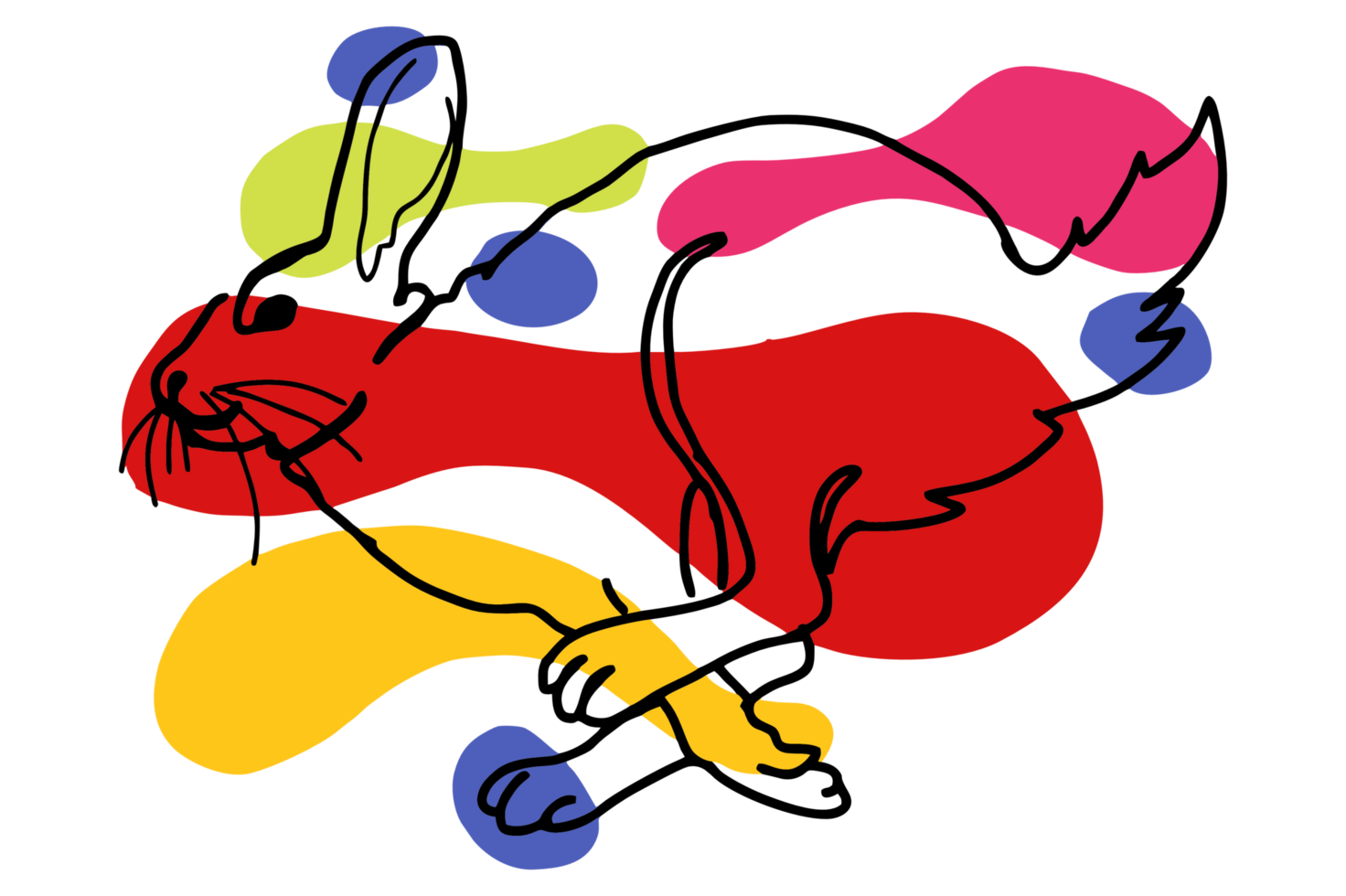 Line Art of Animal Illustration - Rabbit, Bunny Running png