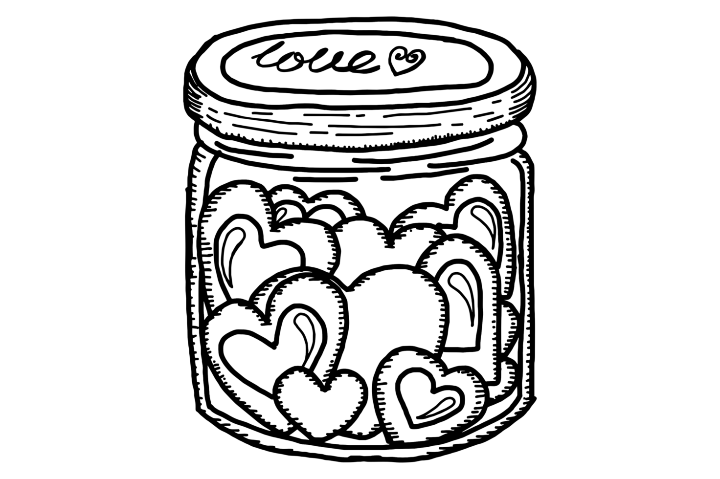 Coloring of A jar of valentine love cake, biscuit illustration 24682832 PNG