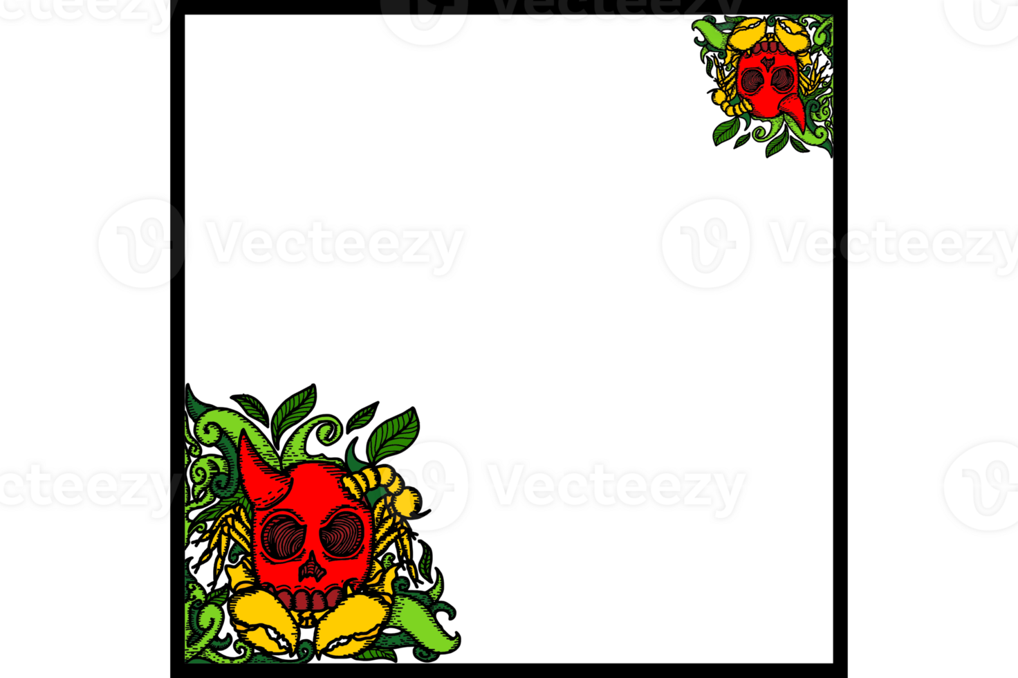 Scorpion with Demon Skull Head Ornament Border Design png