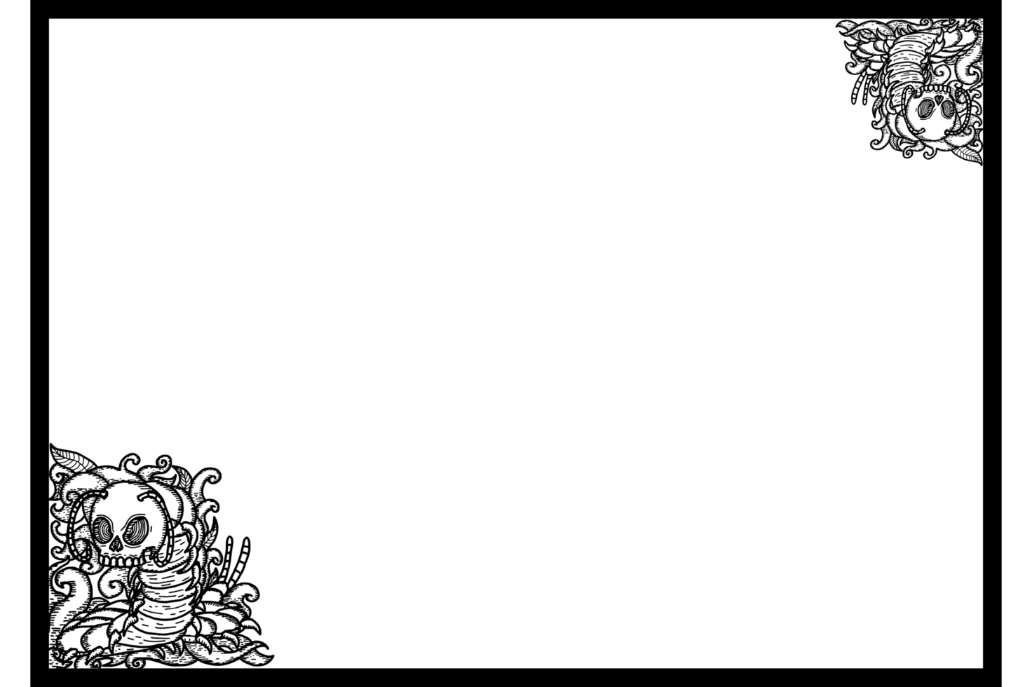 Centipede With Demon Skull Head Ornament Border Design png