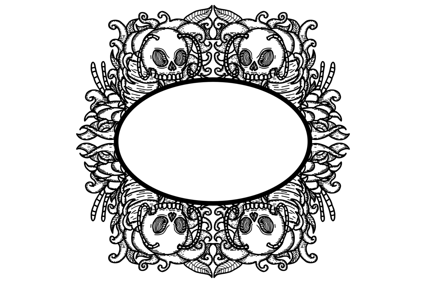 Centipede With Demon Skull Head Ornament Border Design png
