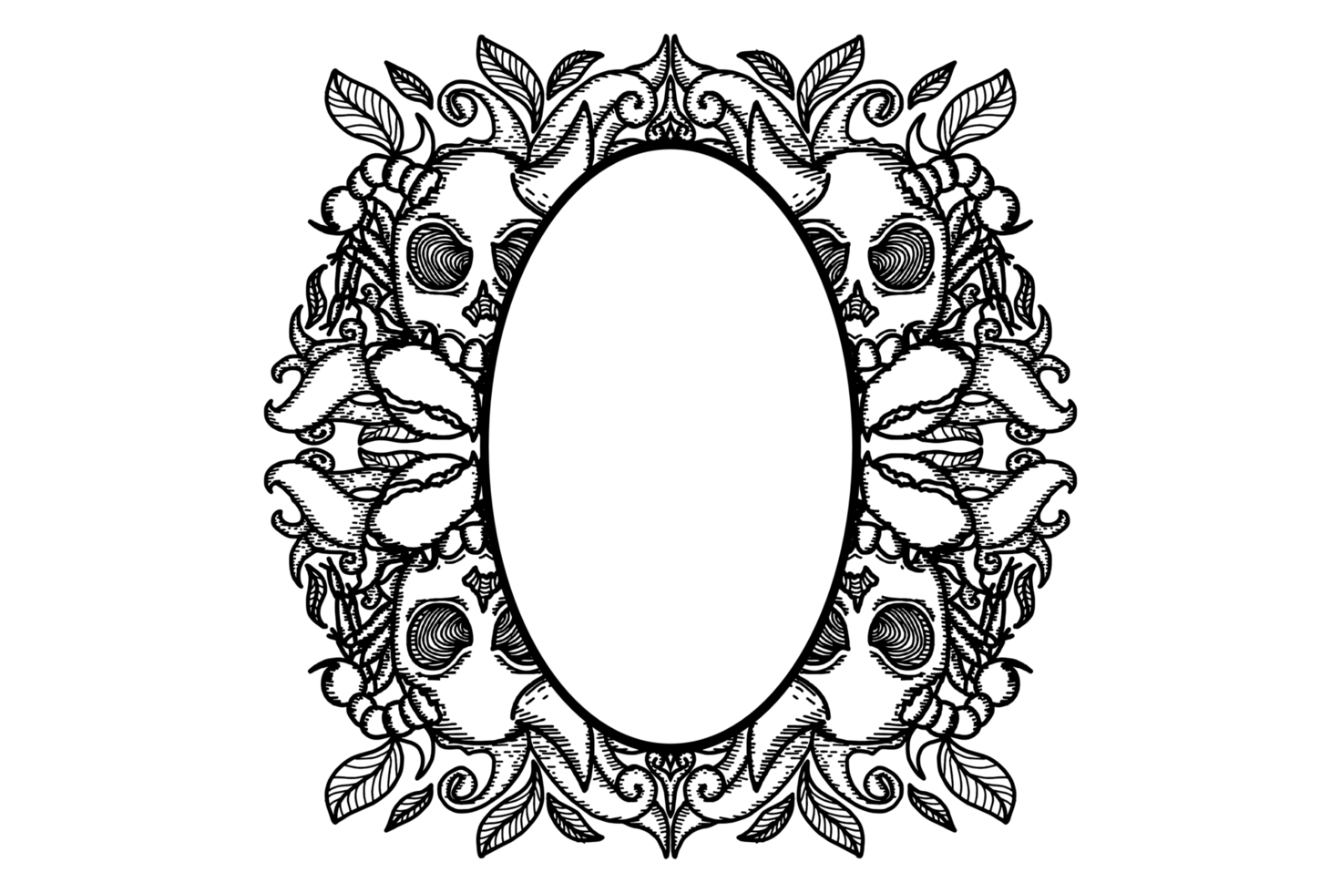 Scorpion with Demon Skull Head Ornament Border Design png