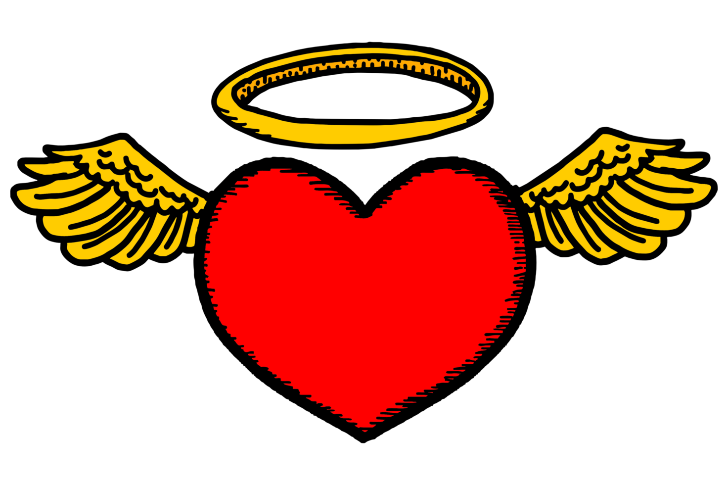 Valentine - Red Angel Love With Golden Wings and Halo png